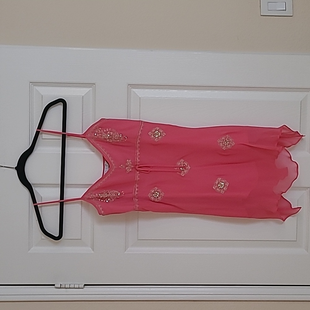 Vintage Carole Little Sleeveless Pink Silk Top Size S